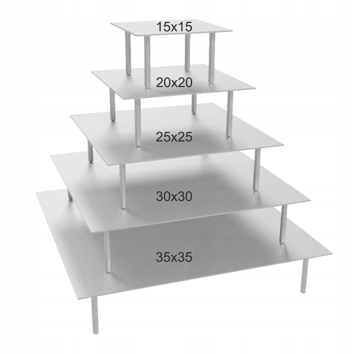 Stelaż ukryty do tortu piętrowego ANGLIK kwadrat 5 - elementowy nierdzewny PRODUCENT MAT CHYRA
